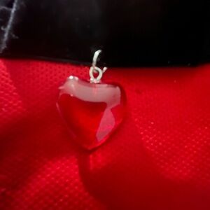 Upcycled Black Velvet Choker with Red Heart Pendant